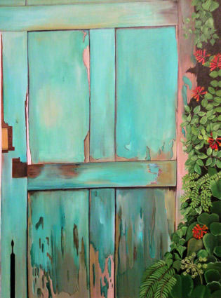 Merit Award, ELAINE ABBOTT, Door on the Bias, Acrylic